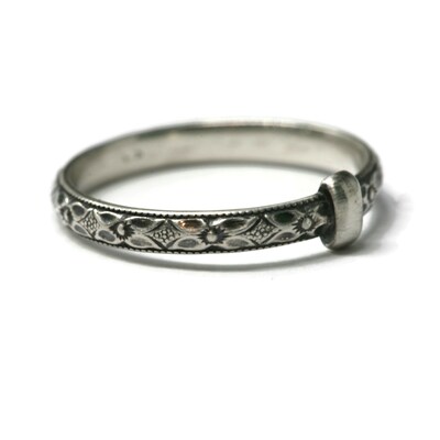 Outlander Celtic Style 925 Sterling Silver Diamond Flower Pattern Band by Salish Sea Inspirations - image3